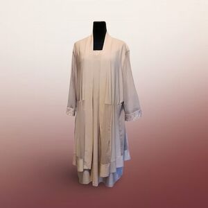 Stylish R&M Richards Two-Piece Dress Set Formal Plus Size Taupe Gold Trim Glam ❥